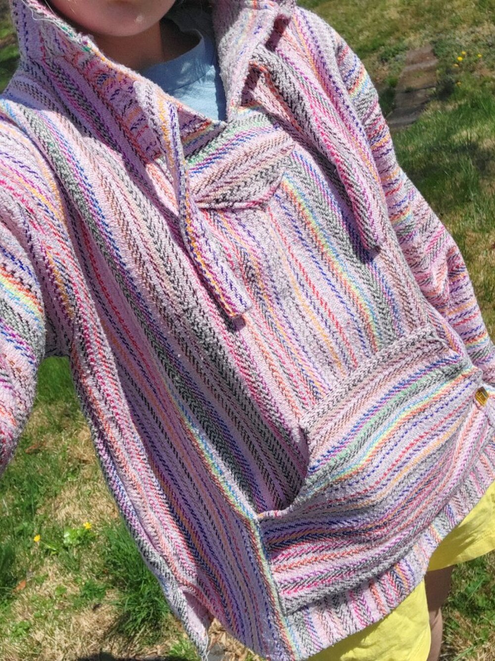 ₊˚ 🌈.⋆ Molina vintage Mexican baja poncho hoodie pink rainbow ₊⊹🌈˚ .